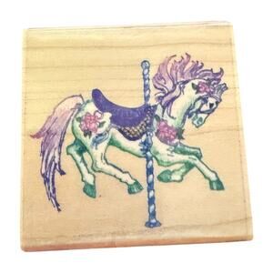 Stampendous Vintage 1994 Carousel Horse Galloping Running D0555 Rubber Stamp